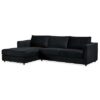 Kennedi 2 Seater Velvet Fabric Corner Sofa Lounge LHF Chaise - Black - Image 3