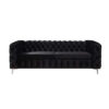 3+2 Seater Sofa Classic Button Tufted Lounge in Black Velvet Fabric with Metal Legs - Image 2