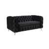 3+2 Seater Sofa Classic Button Tufted Lounge in Black Velvet Fabric with Metal Legs - Image 3