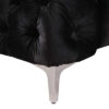 3+2 Seater Sofa Classic Button Tufted Lounge in Black Velvet Fabric with Metal Legs - Image 5