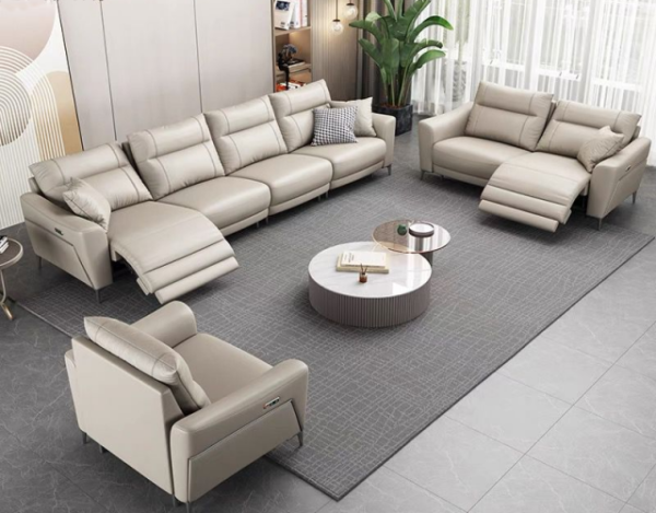 100% Guaranteed Genuine Real Leather Electric Recliner Lounge Cream Sofa Brand New - Image 6