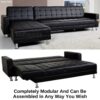 5 Seater Convertible Sofa Bed Faux Leather Sleeper Couch Chaise Lounge Black - Image 5