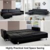 5 Seater Convertible Sofa Bed Faux Leather Sleeper Couch Chaise Lounge Black - Image 6