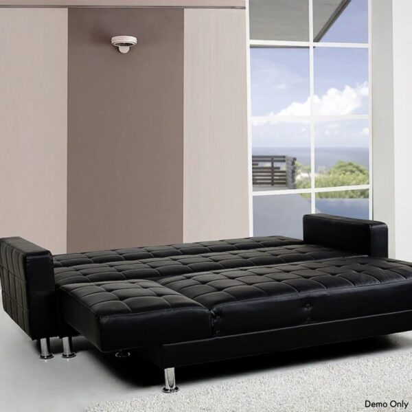 5 Seater Convertible Sofa Bed Faux Leather Sleeper Couch Chaise Lounge Black - Image 10