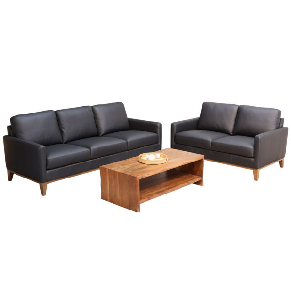 Modern 2, 3 & 3+2 Seater Genuine Leather Sofa Set Lounge Couch Black, Grey, Tan - Image 2