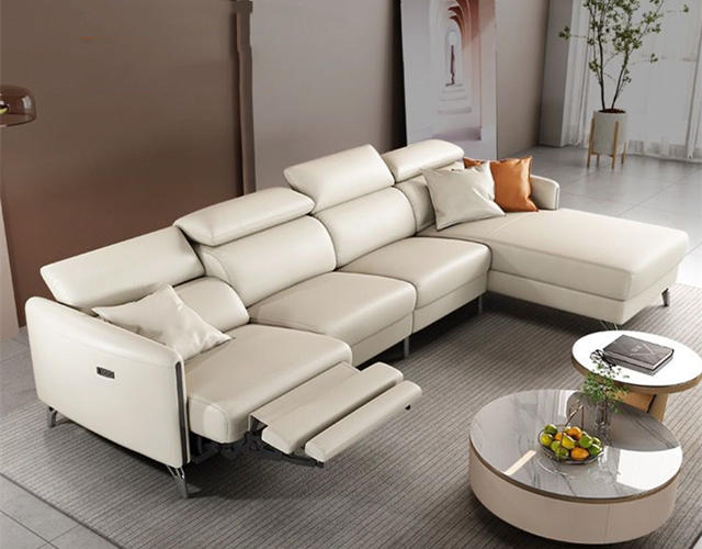 Recliner Leather Couch Lounge with Chaise Adjustable Headrest Sofa 2 or 3 seater
