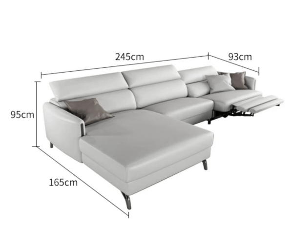 Recliner Leather Couch Lounge with Chaise Adjustable Headrest Sofa 2 or 3 seater - Image 2