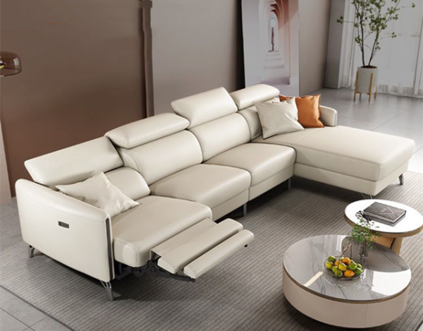 Recliner Leather Couch Lounge with Chaise Adjustable Headrest Sofa 2 or 3 seater - Image 4
