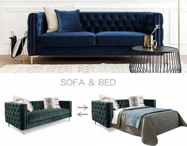 Sofa Bed Best Queen 2 seater fabric lounge Velvet sofa Easy to Pull Brand New - Image 7