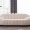 Boucle Upholstery Velvet Arm Lounge Zucca Sofa Ivory White Couch 3-Seater New - Image 2