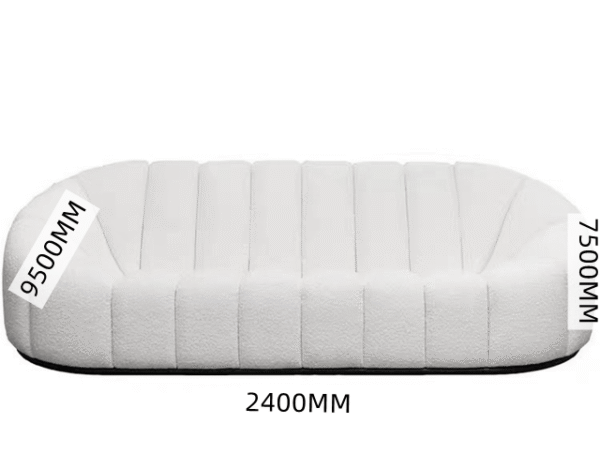 Boucle Upholstery Velvet Arm Lounge Zucca Sofa Ivory White Couch 3-Seater New - Image 4
