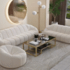 Boucle Upholstery Velvet Arm Lounge Zucca Sofa Ivory White Couch 3-Seater New - Image 6