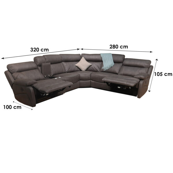 Modern Super Fabric Corner Electric Recliners Sofa Couch Sectional Suite Lounge - Image 8