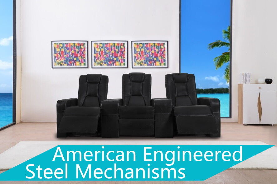 3 Seater Home Theatre Recliner Leather Lounge Media Room Cinema Seating Chairs 2 3 Seater Home Theatre Recliner Leather Lounge Media Room Cinema Seating Chairs - Image 2