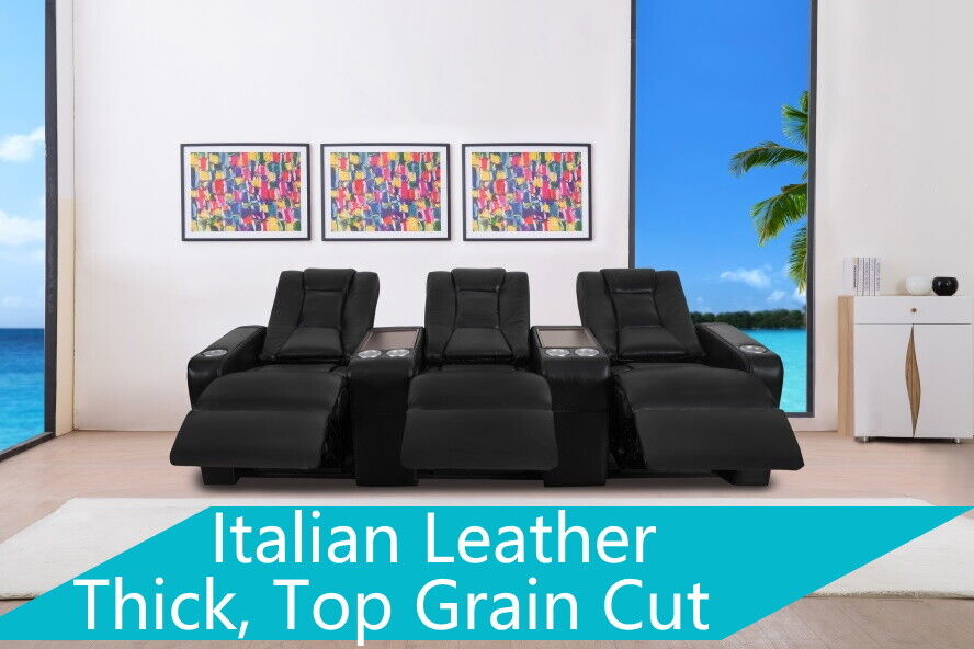 3 Seater Home Theatre Recliner Leather Lounge Media Room Cinema Seating Chairs 3 3 Seater Home Theatre Recliner Leather Lounge Media Room Cinema Seating Chairs - Image 3
