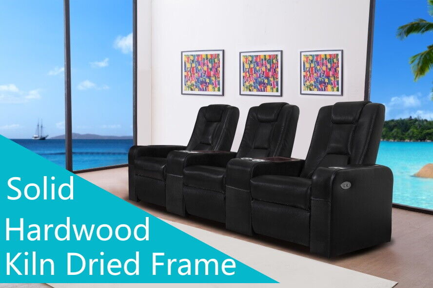 3 Seater Home Theatre Recliner Leather Lounge Media Room Cinema Seating Chairs 4 3 Seater Home Theatre Recliner Leather Lounge Media Room Cinema Seating Chairs - Image 4