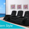 3 Seater Home Theatre Recliner Leather Lounge Media Room Cinema Seating Chairs - Image 10