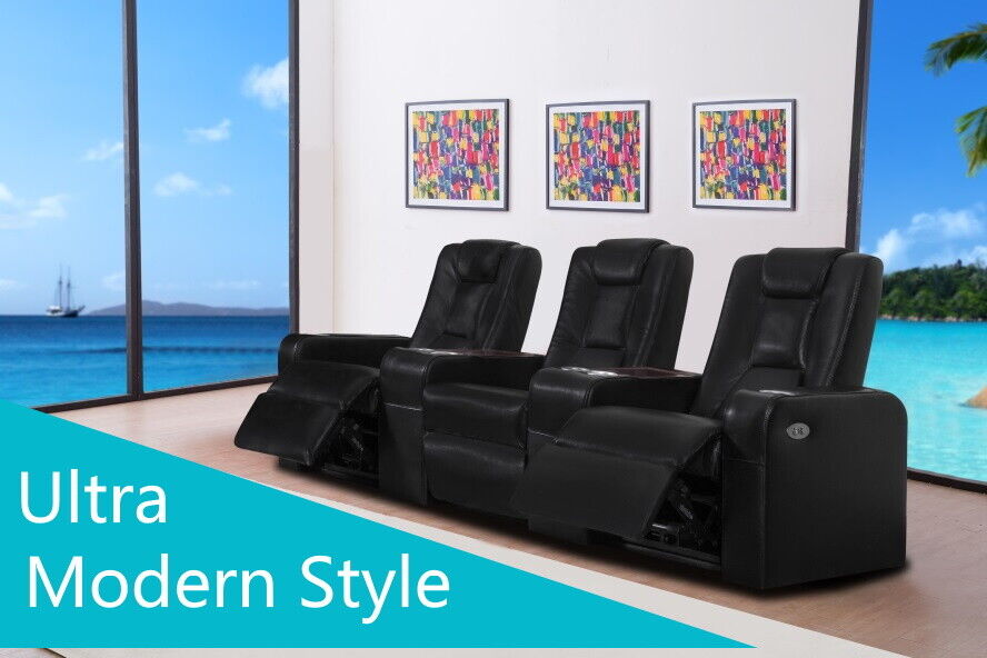3 Seater Home Theatre Recliner Leather Lounge Media Room Cinema Seating Chairs 10 3 Seater Home Theatre Recliner Leather Lounge Media Room Cinema Seating Chairs - Image 10