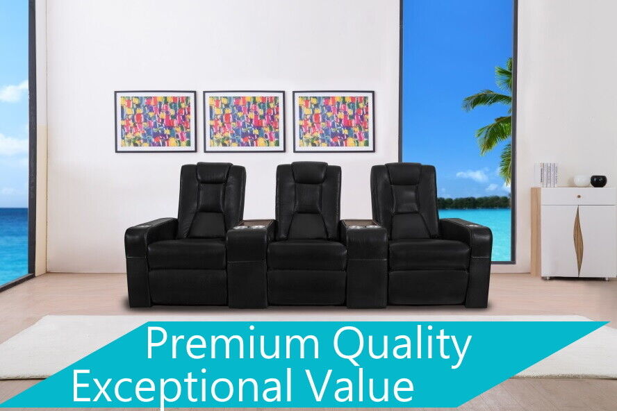 3 Seater Home Theatre Recliner Leather Lounge Media Room Cinema Seating Chairs 11 3 Seater Home Theatre Recliner Leather Lounge Media Room Cinema Seating Chairs - Image 11