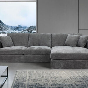 ASQUITH 2 Seater Fabric Lounge Sofa with RHF Chaise – Licorice