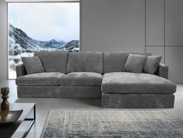 ASQUITH 2 Seater Fabric Lounge Sofa with RHF Chaise – Licorice