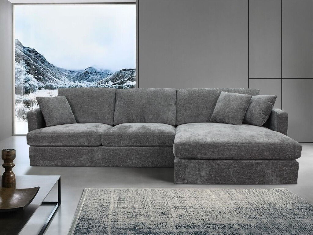 ASQUITH 2 Seater Fabric Lounge Sofa with RHF Chaise – Licorice