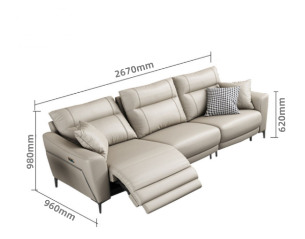 100% Guaranteed Genuine Real Leather Electric Recliner Lounge Cream Sofa Brand New - Image 4