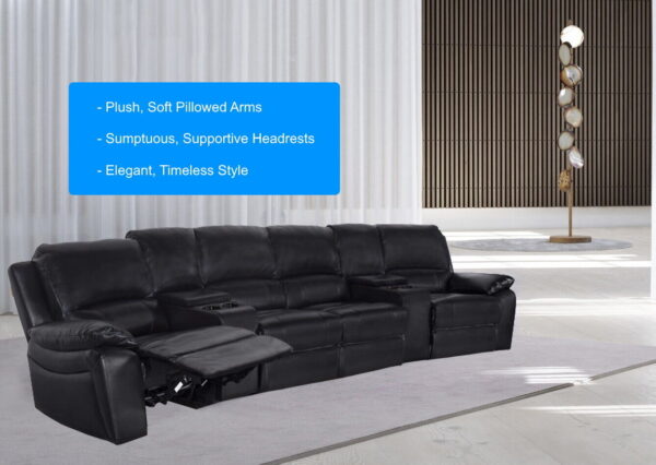 4 Seater Electric Home Theatre Recliner Lounge Cinema Chair Media Room Furniture - Image 4