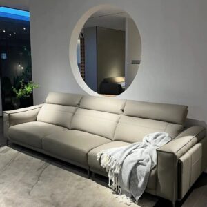 3-seater 100% real leather lounge couch adjustable
