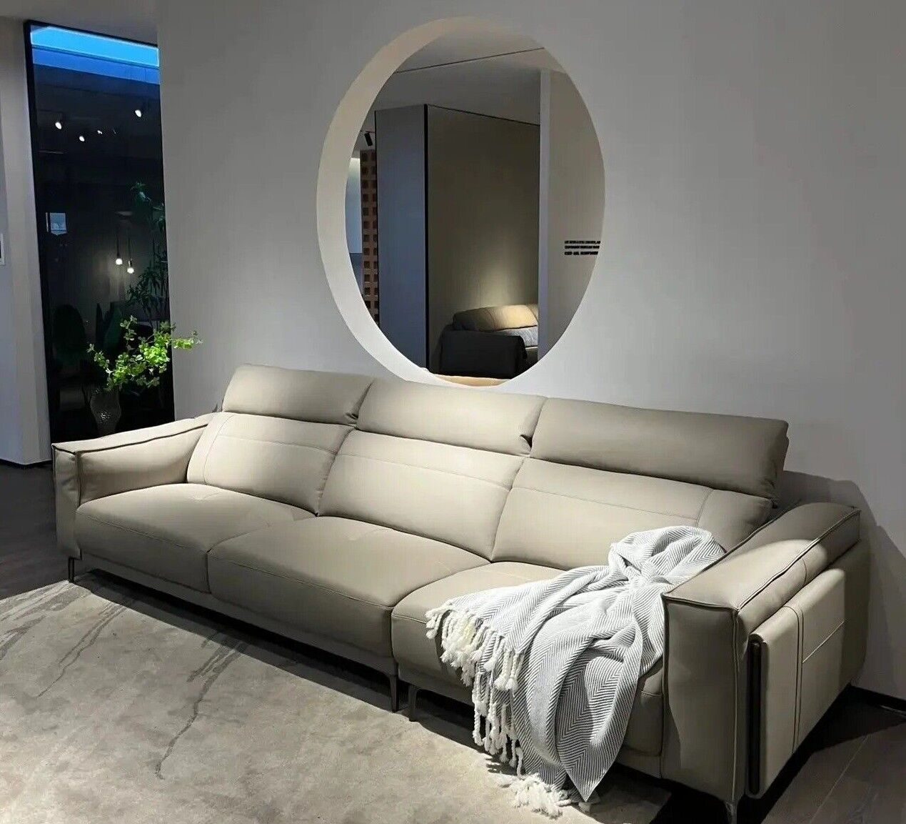 3-seater 100% real leather lounge couch adjustable
