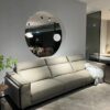 3-seater 100% real leather lounge couch adjustable headrest light grey brand new - Image 3
