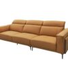 3-seater 100% real leather lounge couch adjustable headrest light grey brand new - Image 5