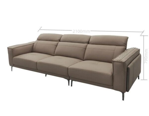 3-seater 100% real leather lounge couch adjustable headrest light grey brand new - Image 6