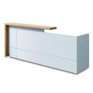 ZIVA Reception Desk Counter 2.4M Right Panel Kadi Wood White Office Desk