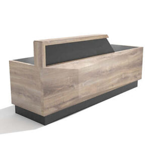 CONROY 2.4M Reception Desk Counter Right Panel Warm Oak & Black Office Desk