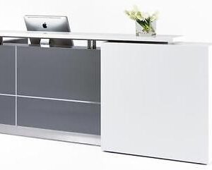 Calvin Reception Counter Reception Desk Metallic Grey Office Furniture