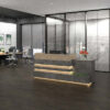KERAN Office Reception Desk Counter 2.44M Right Panel Walnut & Carbon Grey - Image 2