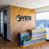 KERAN Office Reception Desk Counter 2.44M Right Panel Walnut & Carbon Grey - Image 10