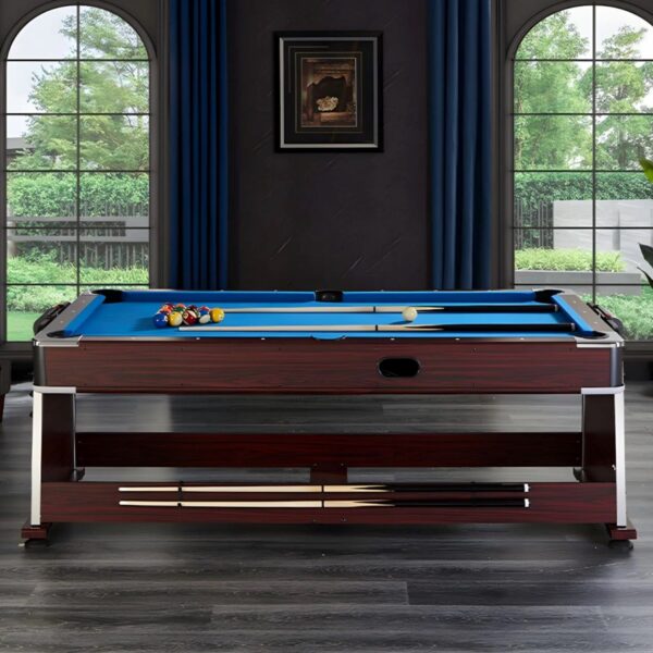 7FT 4IN1 Convertible Pool Table Walnut Blue or Green Felt - Image 7