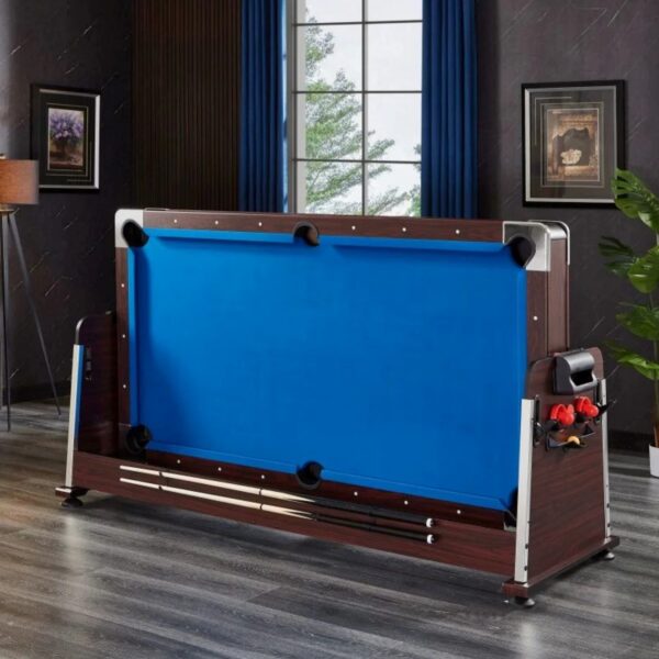 7FT 4IN1 Convertible Pool Table Walnut Blue or Green Felt - Image 8