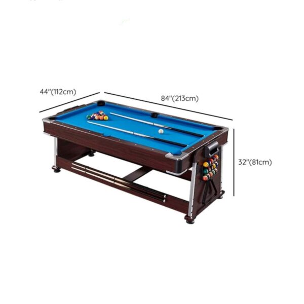 7FT 4IN1 Convertible Pool Table Walnut Blue or Green Felt - Image 5