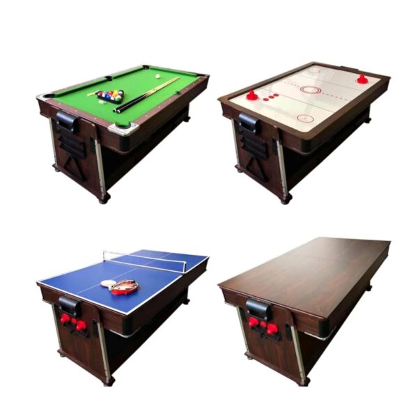 7FT 4IN1 Convertible Pool Table Walnut Blue or Green Felt - Image 4