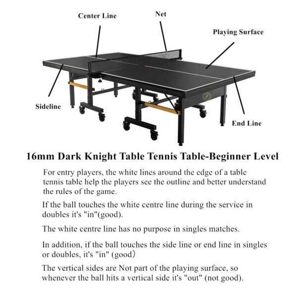 16mm Table Tennis Table-Dark Knight | 10 Minutes QuickPlay Assembly - Image 3