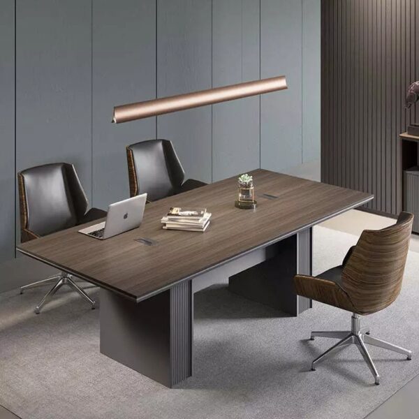 MADDOK Boardroom Table 2.4M - Chocolate & Charcoal Grey - Image 2