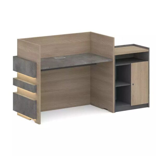 KERAN Office Reception Desk Counter 1.8M Left Panel Grey Office Desk - Image 5
