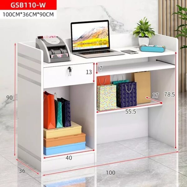 Impressions Reception Desk - Modern Counter with Shelves, White Office Furniture - Image 5