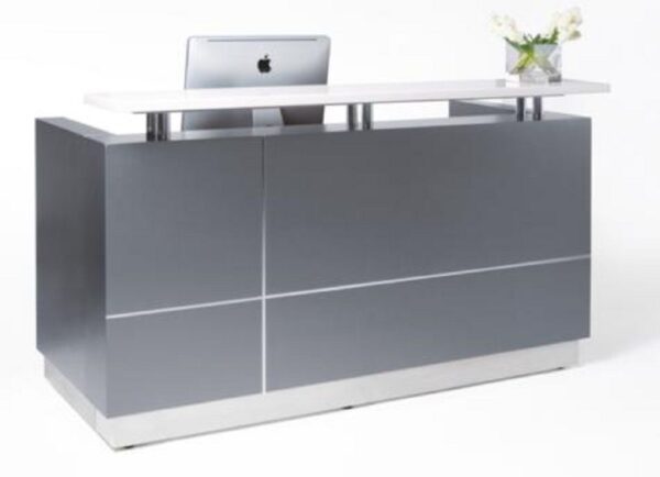 Hugo Reception Counter Reception Desk Salon Metallic Grey Office Furniture