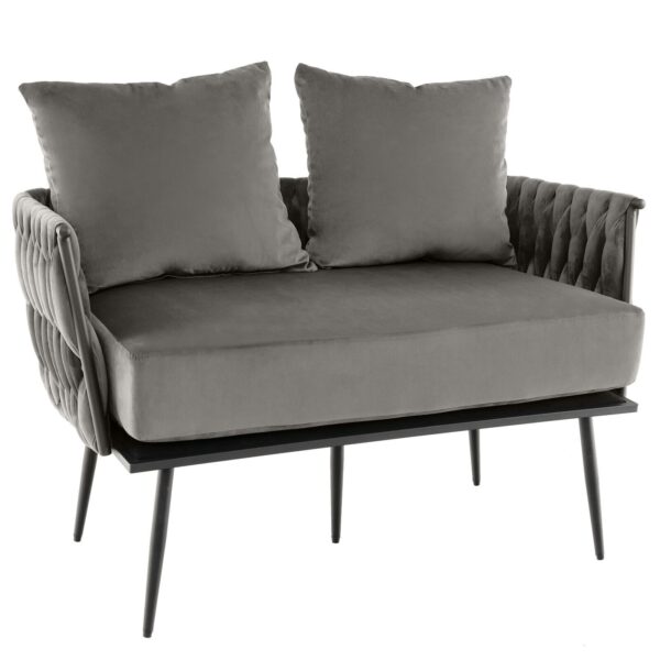 Armchair Lounge Chair 2-Seater Accent Dutch Velvet Sofa Couch w/ Woven Back - Image 7