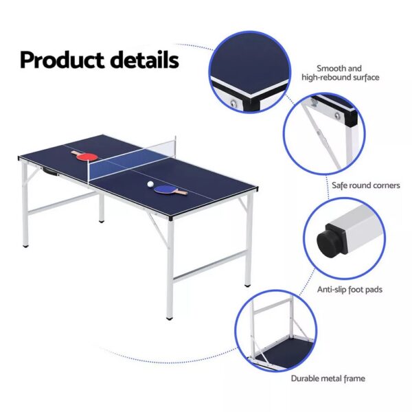 Everfit Table Tennis Ping Pong Table Portable Foldable Family Game Home Indoor - Image 3