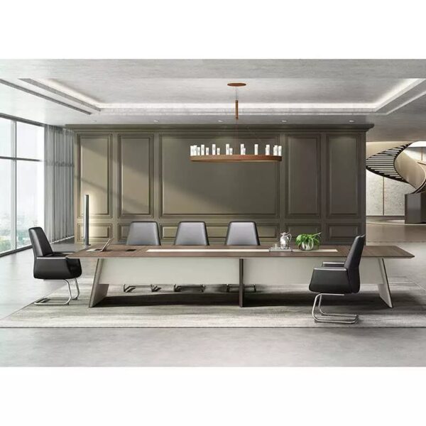 ANDERS Boardroom Table 320cm - Hazelnut & Beige - Image 3